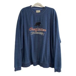 Cabelas Vintage Blue Fuzzy Sweater Wilderness Lodge Size 2XL Fleece
